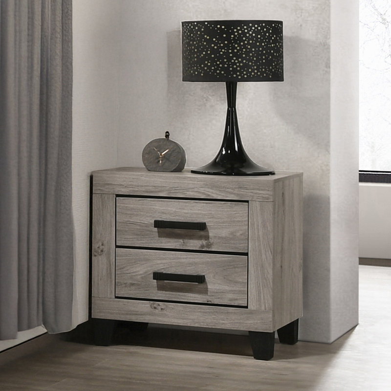 Table de chevet, finition gris clair