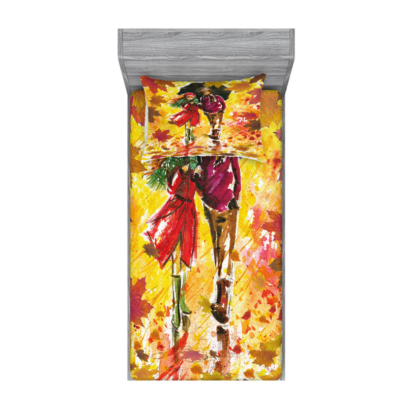 Ensemble de draps Couple qui marche à l'allée, Ensemble de draps pour lit simple avec drap-housse