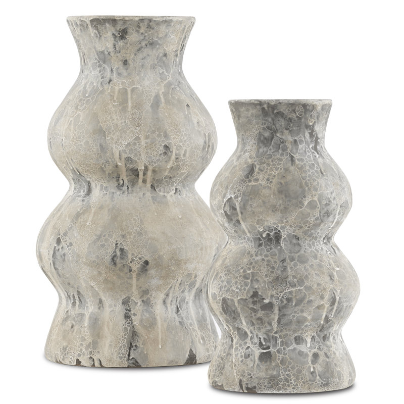 Phonecian Handmade Terracotta Table Vase, Navy/White, 12.25" H x 6.75" W x 6.75" D