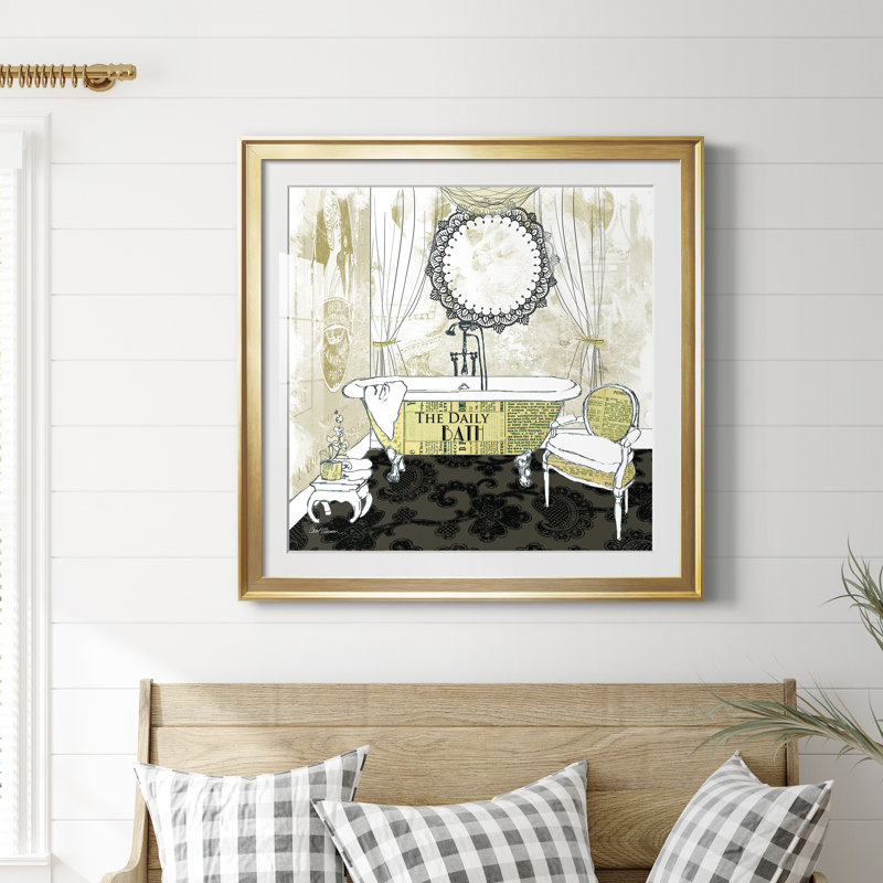 «Daily Bath», impression encadrée, H 34,5 po x l 34,5 po x P 1,5 po, Papier encadré doré