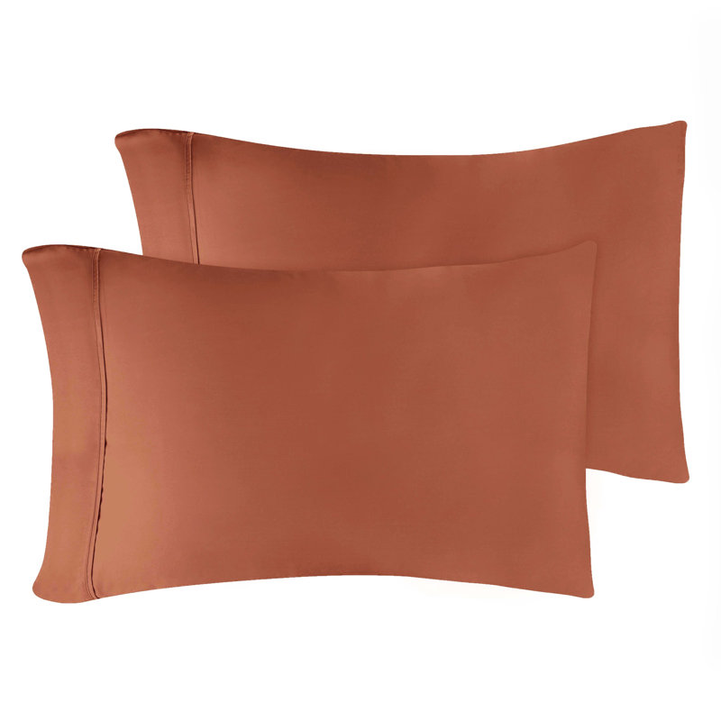 Superior 300 Thread Count Egyptian Cotton Blend Solid Pillowcases Set, King, Pumpkin