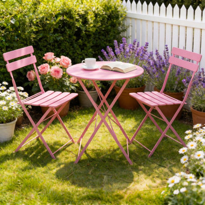 3-Piece Folding Patio Bistro Set – No Assembly, Water-Resistant Metal, Easy Storage