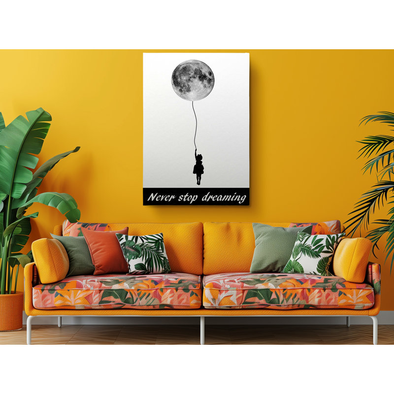 «Never Stop Dreaming Moon Balloon», reproduction sur toile, H 45 po x l 30 po