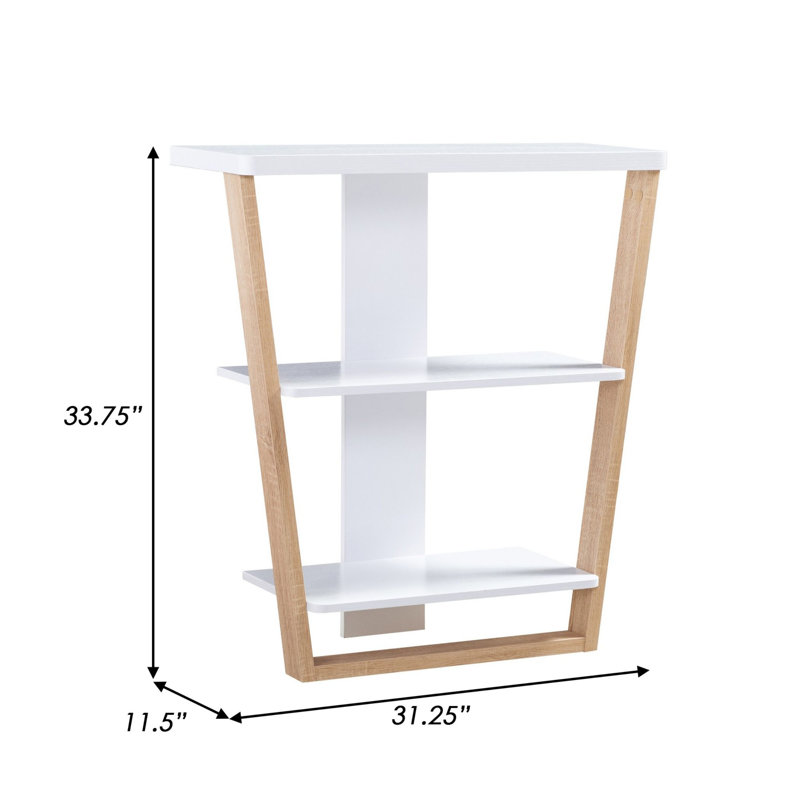 Arinda 31.25'' Console Table with 3 Open Shelves, White/Natural