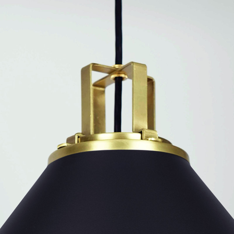 Arlesa 1 - Light Brass/Black Cone Pendant