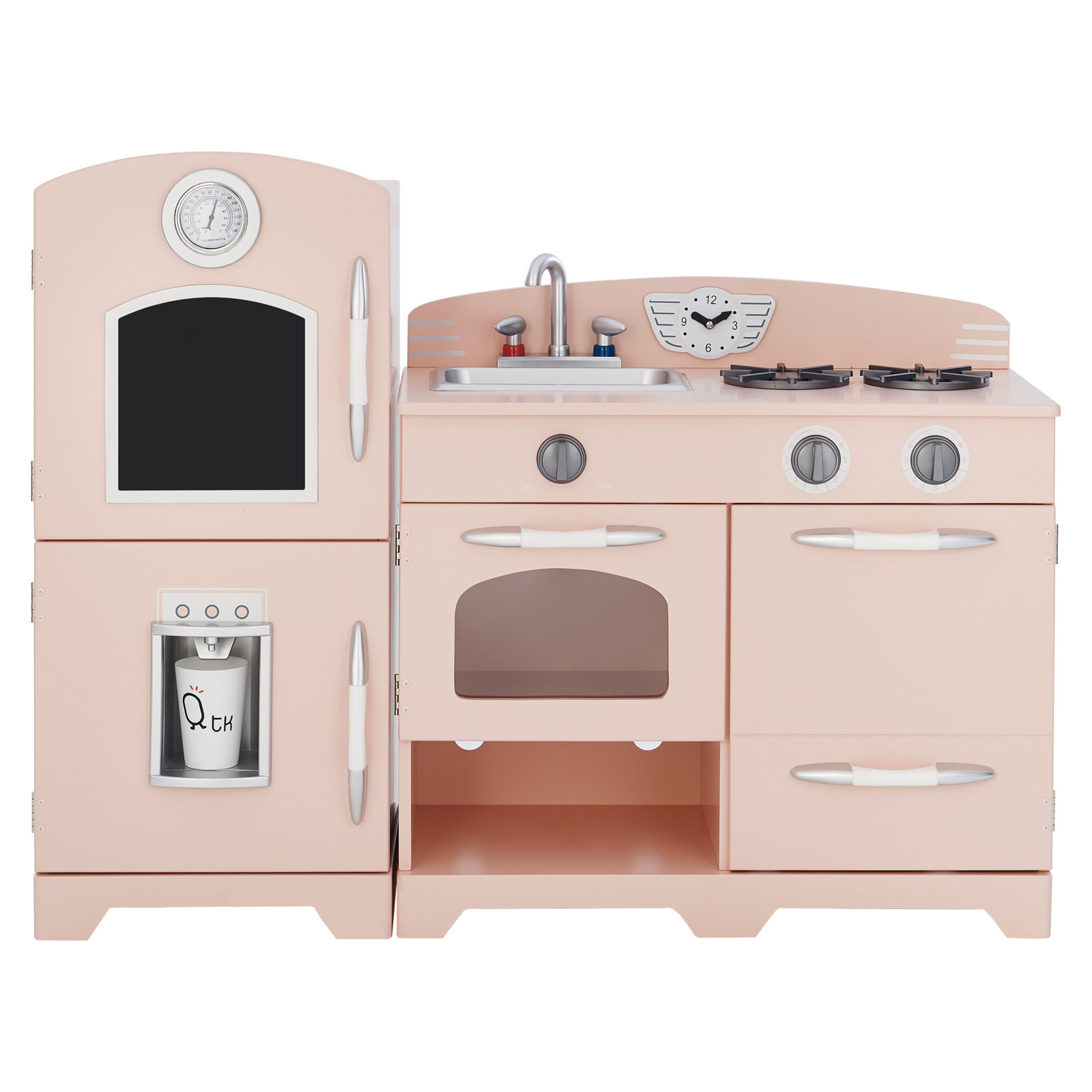 Teamson Kids Little Chef Fairfield Wooden Play Kitchen, White, Pink