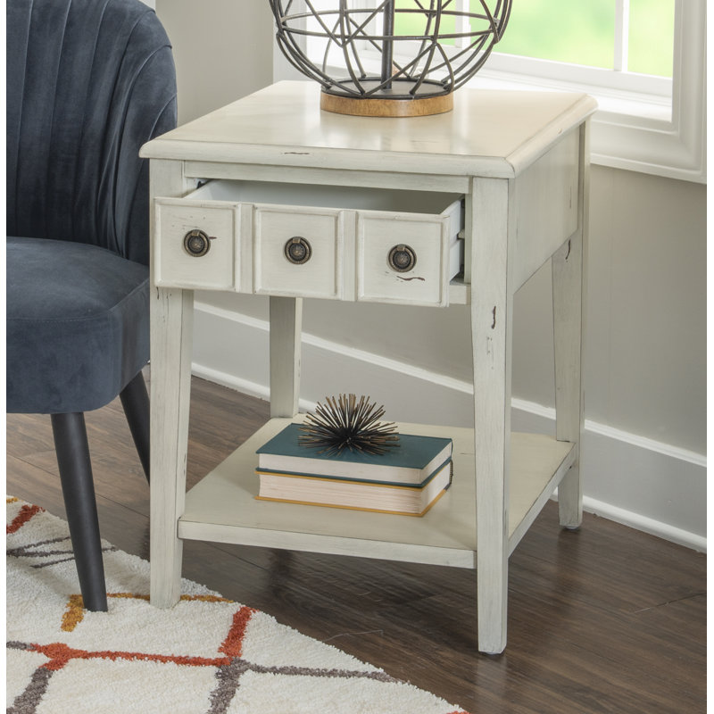 Table de bout avec rangement Niagara, Crème