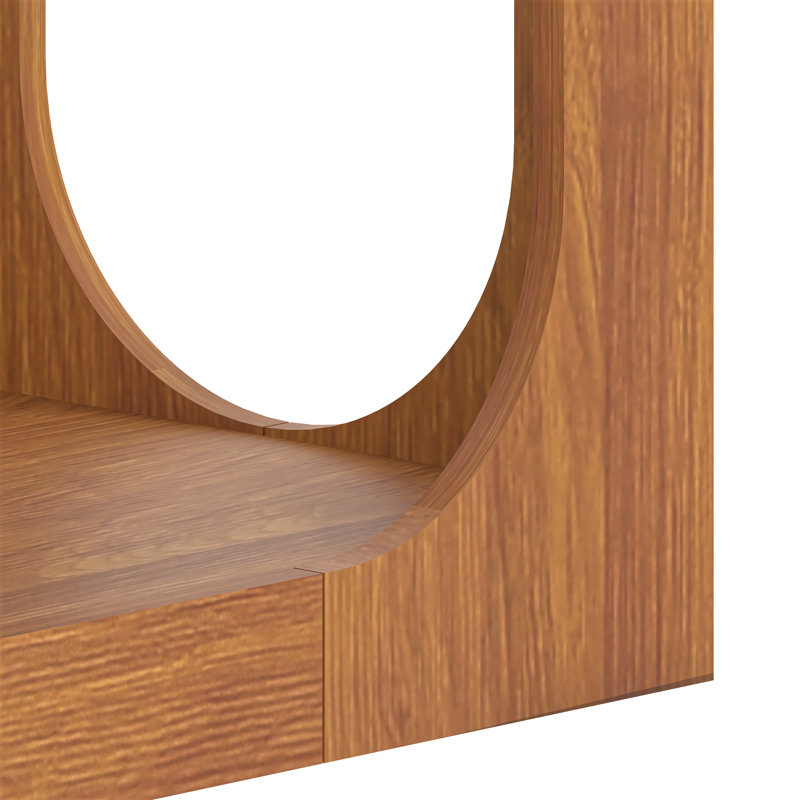 Billy Modern 2 Piece Living Room Media And Console Set, Amber Walnut