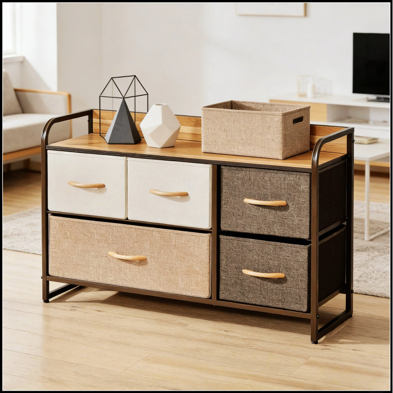 Armoire rustique avec rangement de grande capacité, tour de commode autoportante pour le couloir et l'organisation de la chambre à coucher