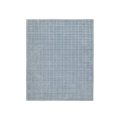 Tapis oriental bleu en laine tissé à la main 8 pi 2 po x 9 pi 10 po - MOA10290705