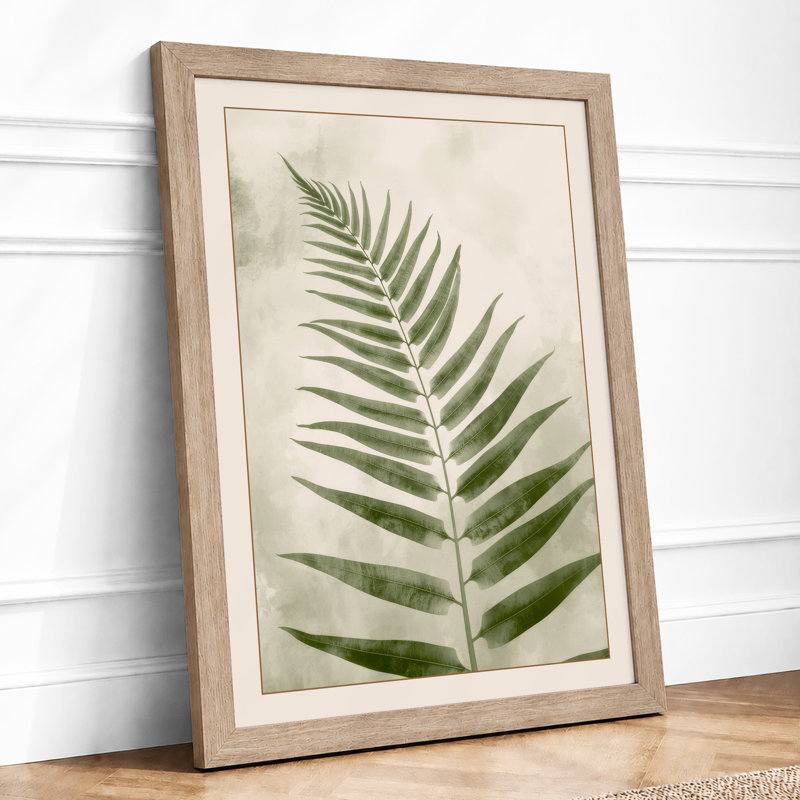 Delicate Fern Study Botanical - Framed Print, A1 - 84.1 x 59.4 cm, Oak