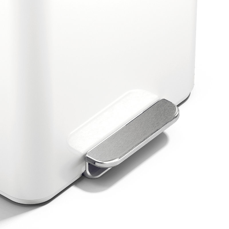 Simplehuman 15L Mini Recycler Step Can, Brushed Stainless Steel, White