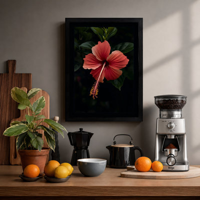 Crimson Hibiscus Botanical - Framed Print