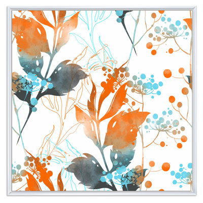 " Boho Orange And Blue Leaves "
