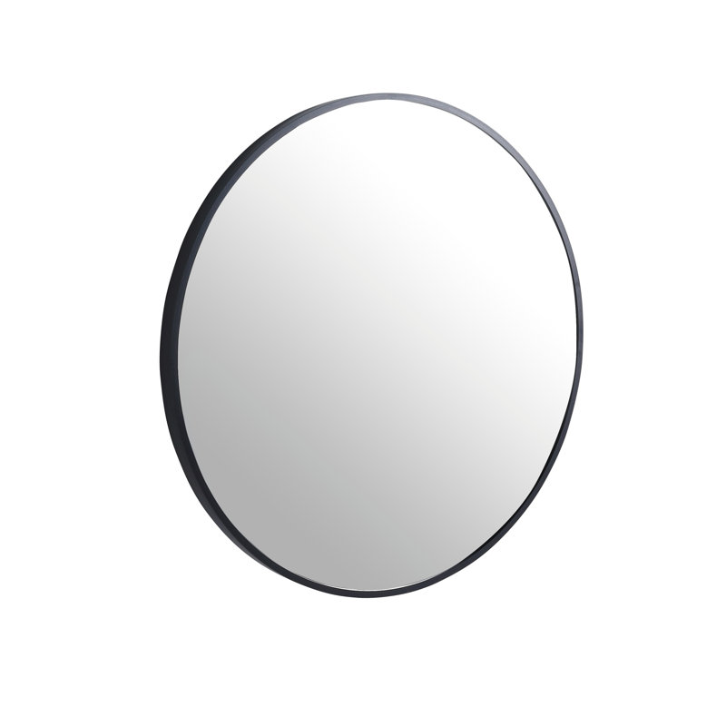 Dustyn Glass Wall Mirror, Round, 24" x 24", Black