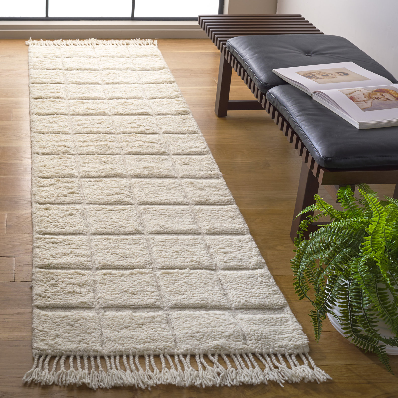 Hand-Woven Geometric Rug, Runner 2'3" x 8'