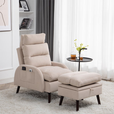 Jonilda Upholstered Accent Chair and Ottoman with Adjustable Backrest