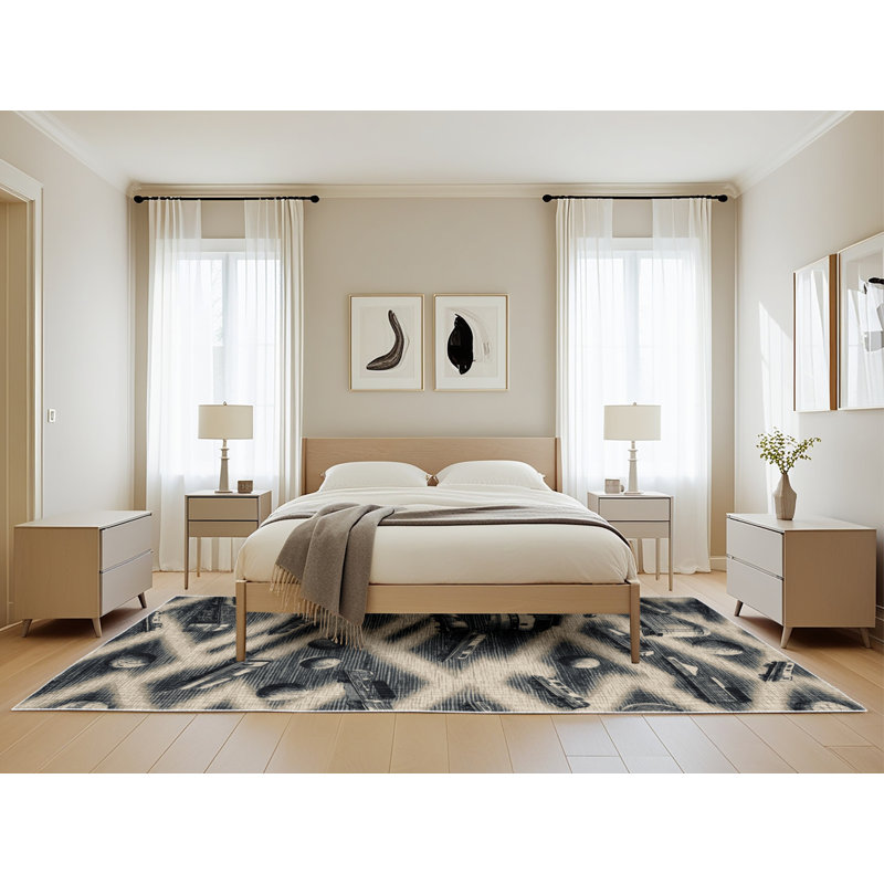 Machine Washable Transportation Beige Area Rug, Rectangle 5' x 8'