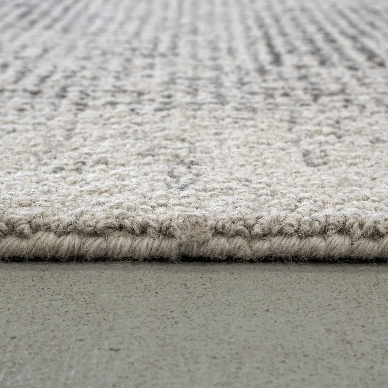 Tapis gris en laine tissé à la main Ariahnna, Rectangle 9 pi x 12 pi