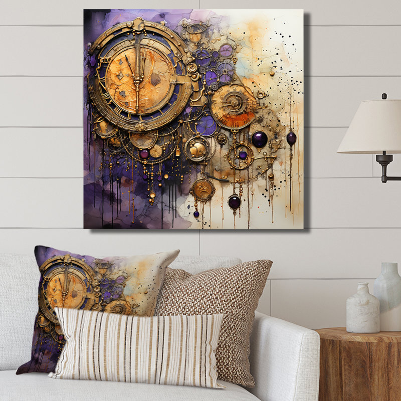 Mauve et jaune, collage intemporel I - Classics, art mural, Toile tendue, H 30 po x l 30 po x P 1,5 po