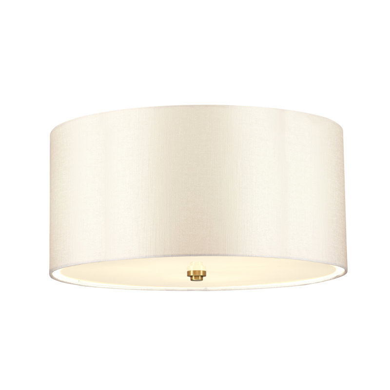 Ausie Fabric Semi Flush Mount, 49cm H x 51cm W x 51cm D, Aged Brass