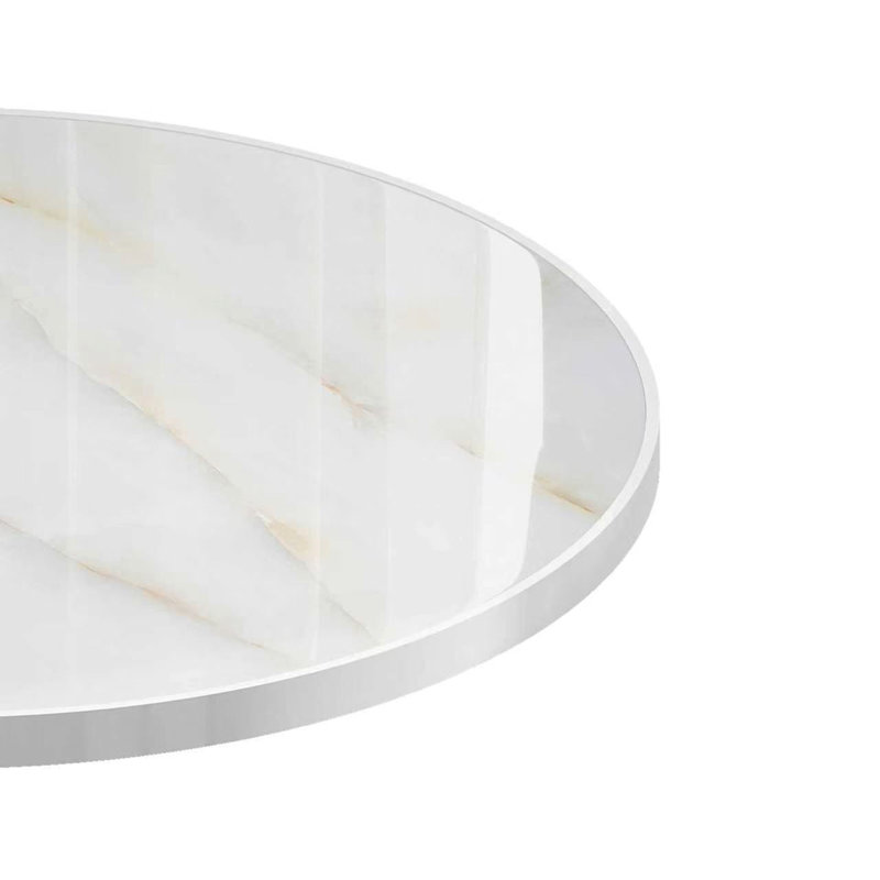 Round Modern Dinning Table 31.5 Inches Bistro Table Tulip Table With Faux Marble Top,Easy Assemble,Sturdy Metal Frame Diameter