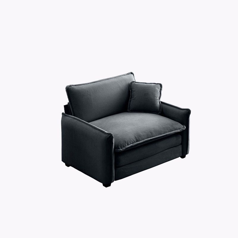 Comfortable Single Deep Seat Sofa With One Pillow For Living Room, Grey