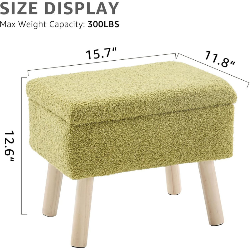 Petit tabouret d'appoint avec repose-pieds en bois, Vert