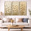 «Minimal Cream Buttercup Field» - ensemble d'art mural sur toile encadré Buttercups