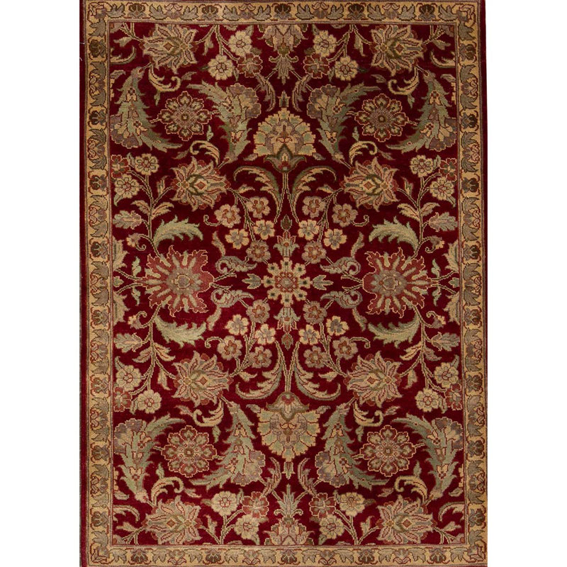 Tapis rouge et or de haute qualité noué à la main