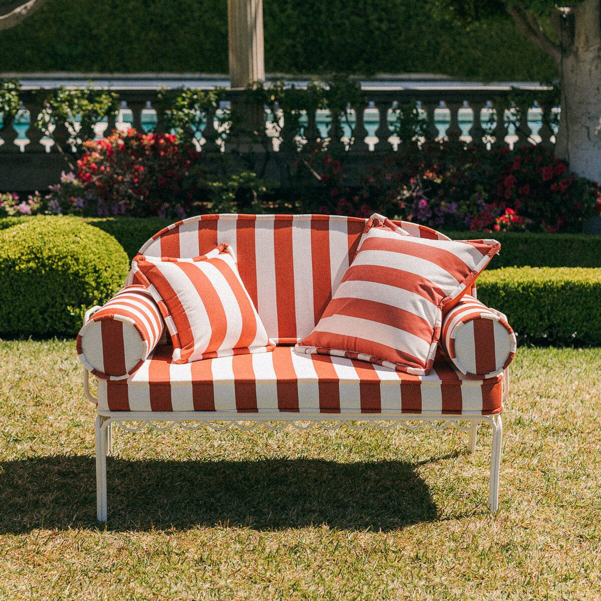 Crew Mimosa Pillow, 26" H x 26" W, Red Striped