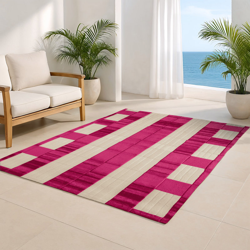 Tapis d'intérieur et d'extérieur à carreaux beige, Rectangulaire 3 pi x 5 pi