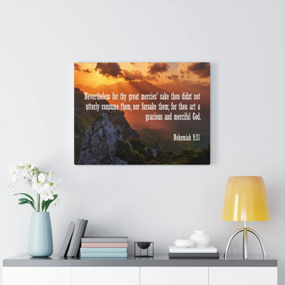 Gracieux et misérable Dieu, Néhémie 9:31, impression murale verset de la Bible prêt à être accroché
