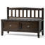 Banc de rangement en bois massif de 42 po avec tiroirs, poignées bronze et pieds fuselés Burlington-1352116614