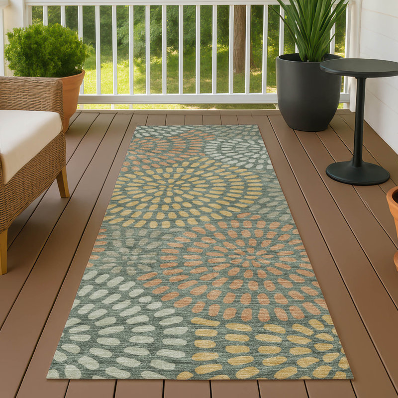Tapis géométrique intérieur / extérieur lavable à la machine Chantille ACN2492, Basilic