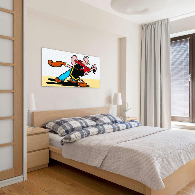 Comics Popeye and Olivia by Art Studio 50cm H x 100cm W High Quality Print on Frameless Panel, Lightweight, Ready to Hang