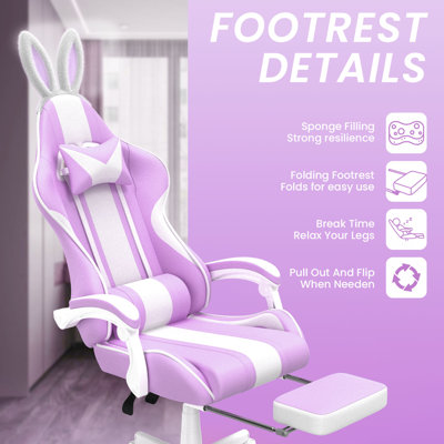 Fauteuil de jeu ergonomique à dossier haut avec massage et appui-tête Soontrans