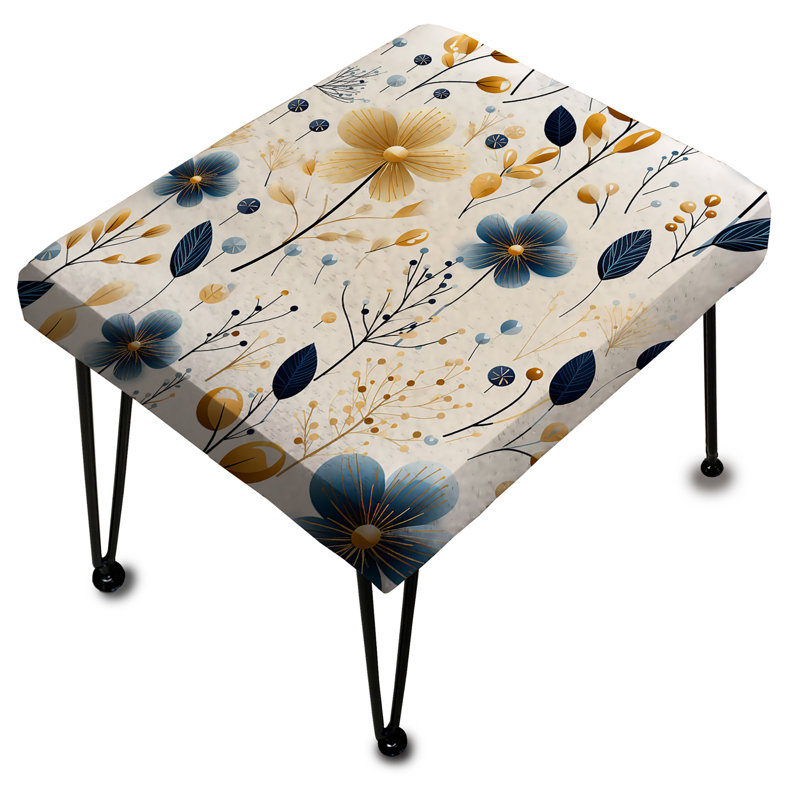 Motif floral de charme minimaliste bleu - Repose-pieds rectangulaire floral