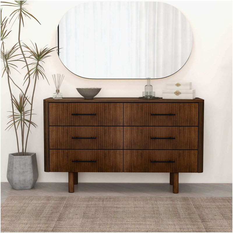 Commode à 6 tiroirs en bois massif Logan