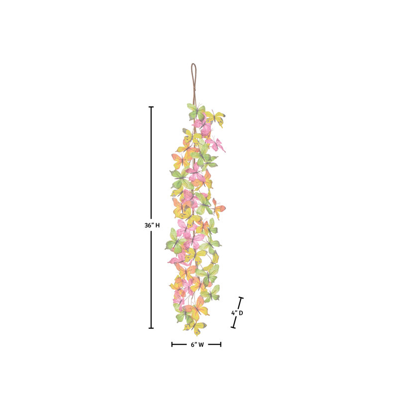 Guirlande 36 ", Vert, jaune et rose