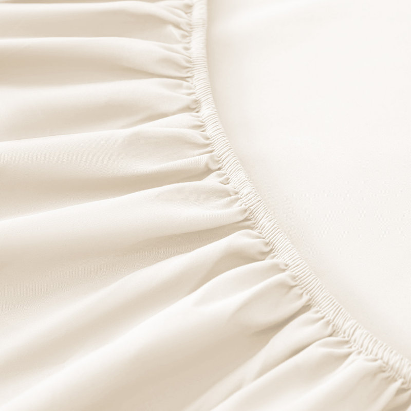 Super Soft Extra Deep Pocket Microfiber Brushed Fitted Sheet, Cream, Double (4'6)