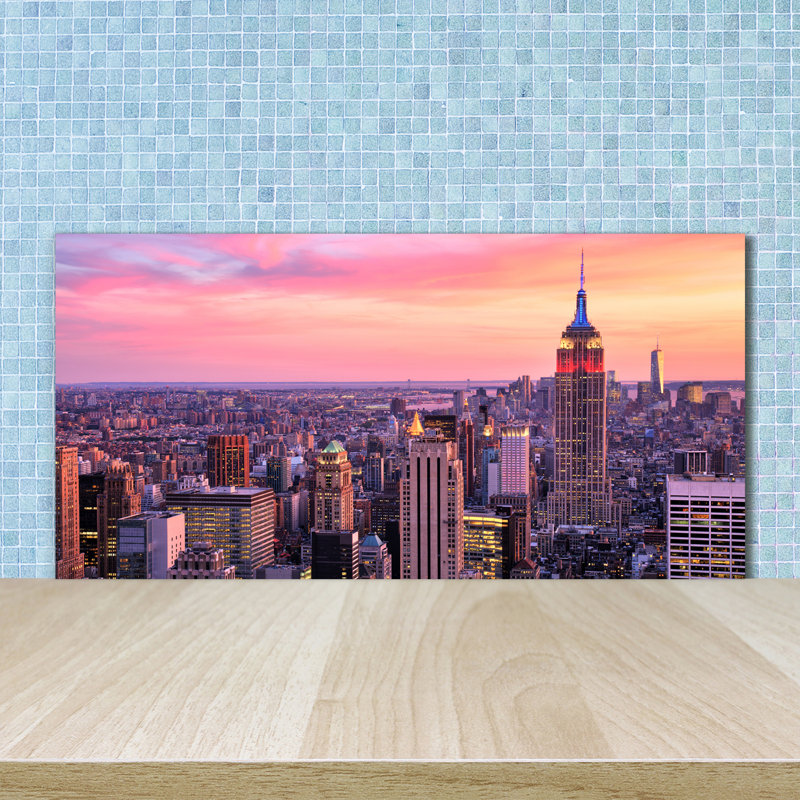 Alecxis Orange - New York West - No Frame Print on Glass