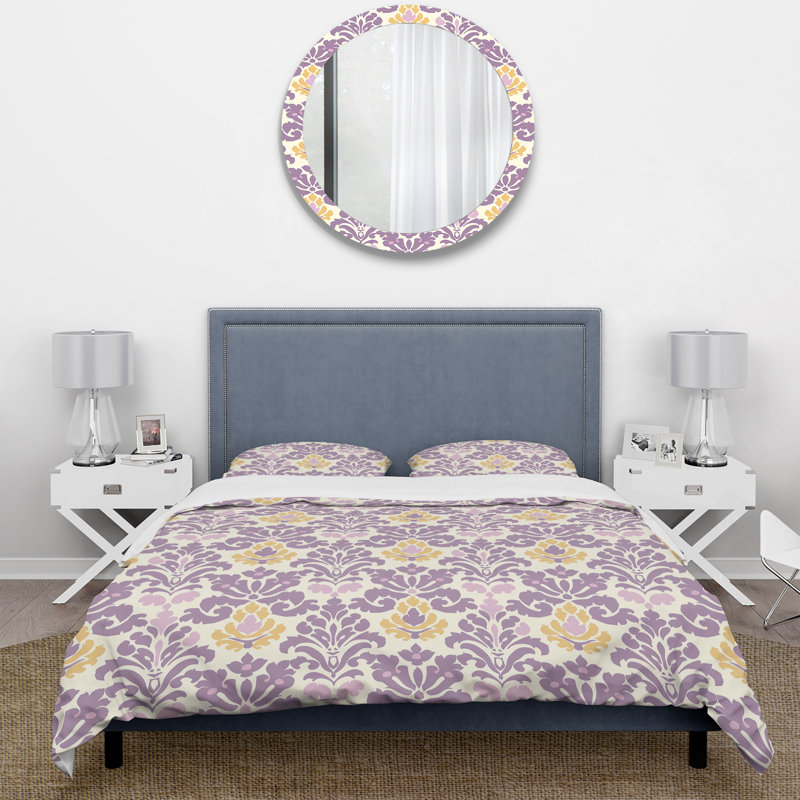Ensemble de housse de couette Damask Blush, Housse de couette pour grand lit + 2 taies décora