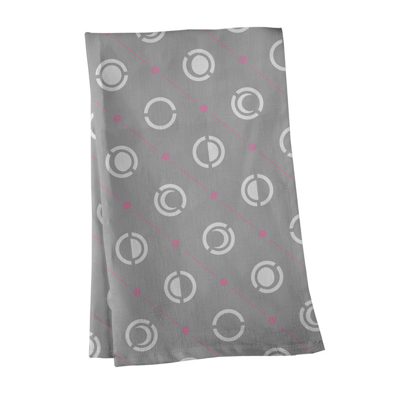 Skeffingt Tea Towel Kitchen Towel, Cotton Twill, Gray/Pink