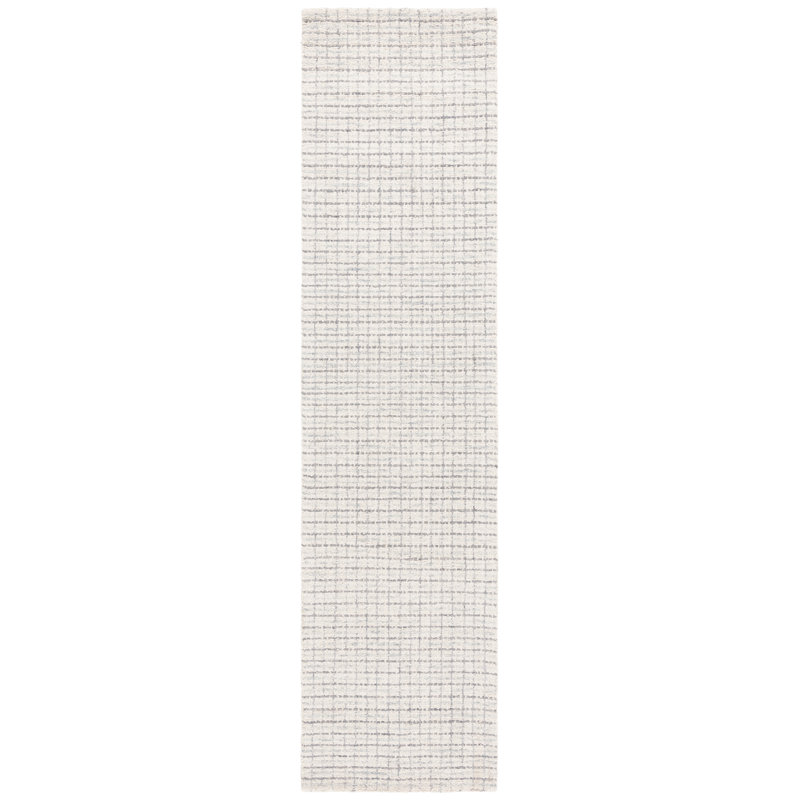 Mireille Ebony Hand Tufted Wool/Cotton Geometric Rug in Light Blue/Ivory, Runner 2'3" x 9'