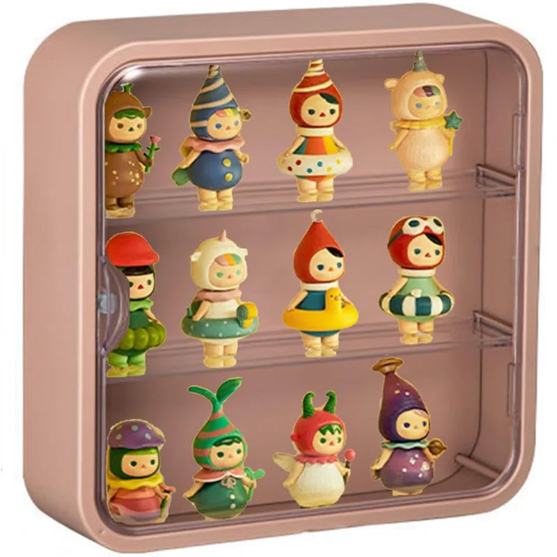 Clear Display Case For Figures Wall-Mounted & Desktop, Pink