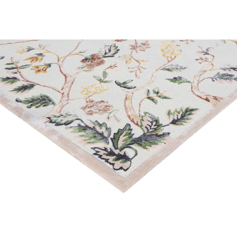 Floral Area Rug in Ivory, Rectangle 2' x 3'