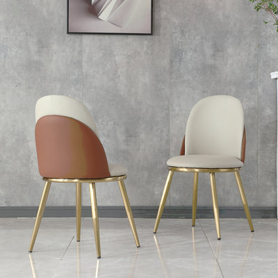Ensemble de 2 chaises de salle à manger, pieds en métal et cuir pour salle à manger (ensemble de 2)