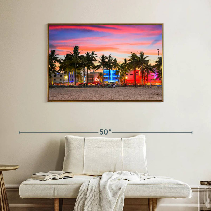 Miami Beach, États-Unis, Cadre flottant doré, 40 po x 27 po