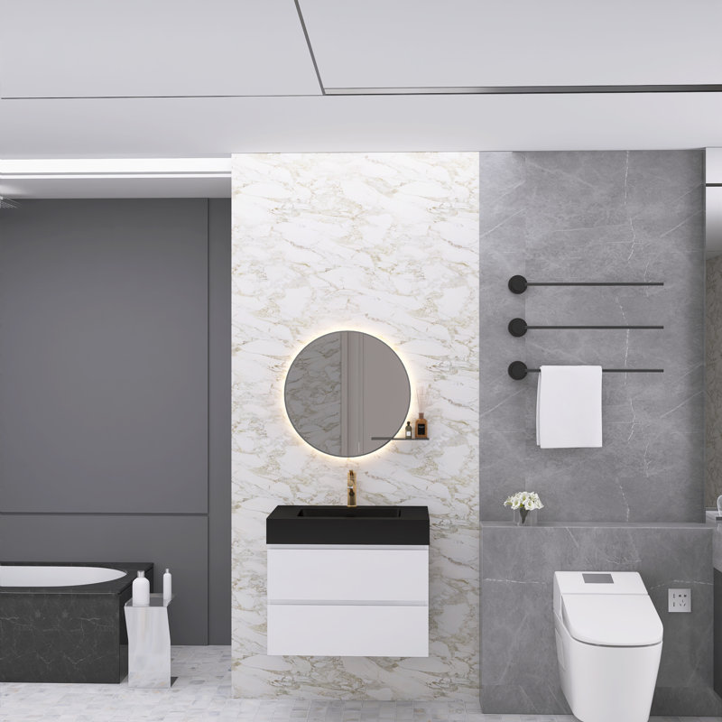 Ensemble de meuble-lavabo simple 24 po Najea, Blanc, Noir mat